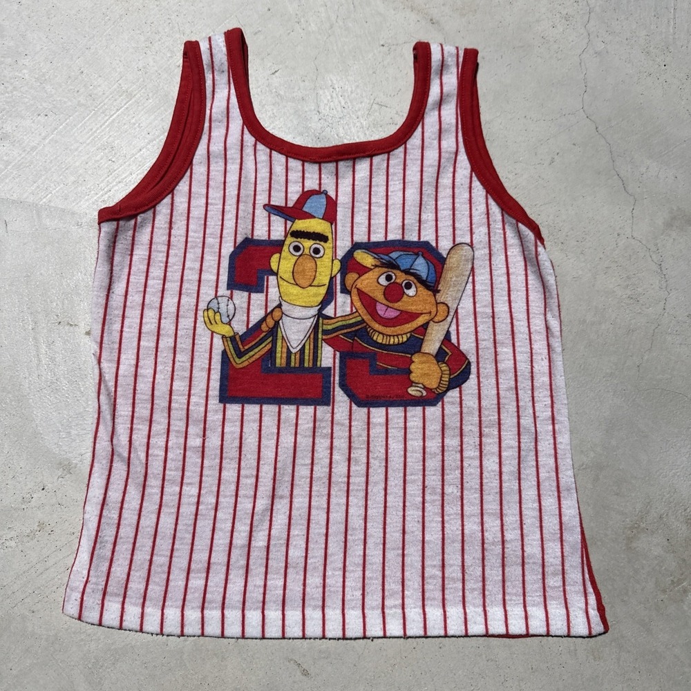 RARE Vintage Sesame Street Anniversary Childs Shirt Bert & Earnie Baseball #23
